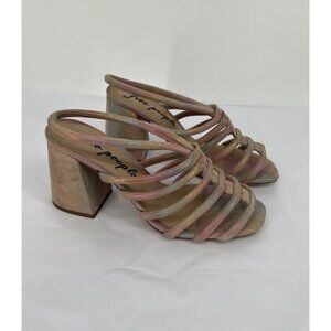Free People Colette Cinched Heel Size 38.5 US 8 Rainbow Metallic Iridescent